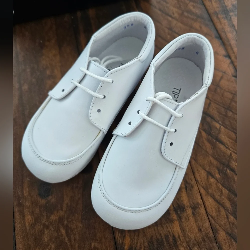 Tip Top Kids Boys White Dress Shoes Style 308. Tuxedo Shoes. Size 8.